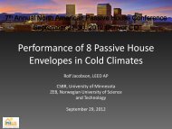 Performance of 8 Passive House Envelopes in Cold Climates