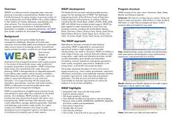Download the WEAP brochure - Stockholm Environment Institute-US ...