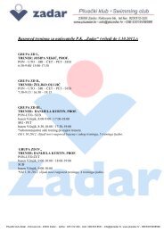 raspored grupa natjecatelja - PK Zadar