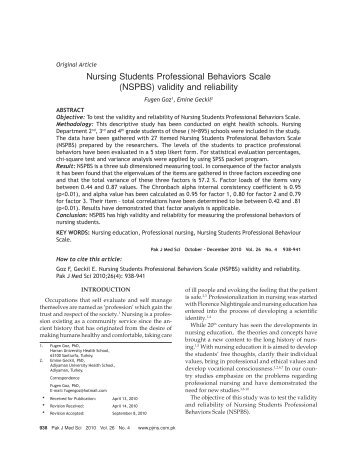 Nursing Students Professional Behaviors Scale