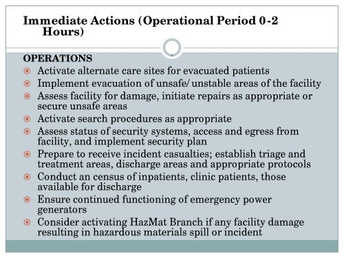 Using the HICS Tools in Incident Action Planning - The 2012 ...