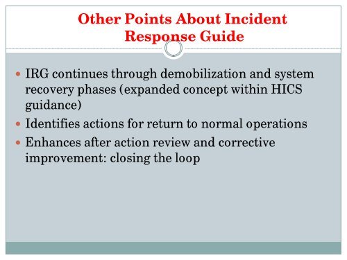 Using the HICS Tools in Incident Action Planning - The 2012 ...