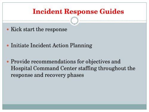 Using the HICS Tools in Incident Action Planning - The 2012 ...