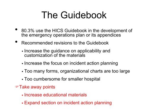 Using the HICS Tools in Incident Action Planning - The 2012 ...