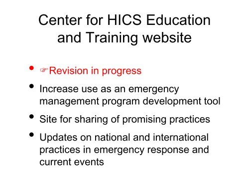 Using the HICS Tools in Incident Action Planning - The 2012 ...