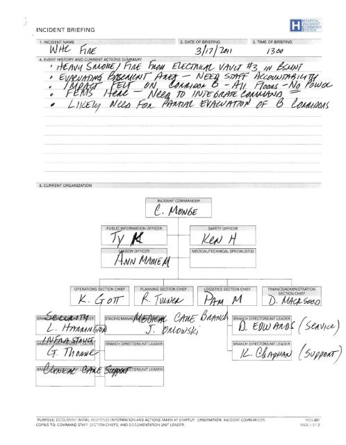 Using the HICS Tools in Incident Action Planning - The 2012 ...