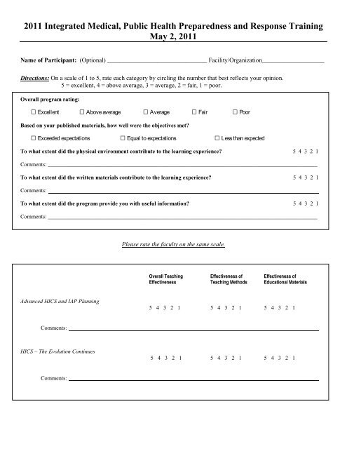 Using the HICS Tools in Incident Action Planning - The 2012 ...