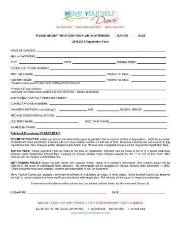 REGISTRATION FORM & WAIVER - Move Yourself Dance