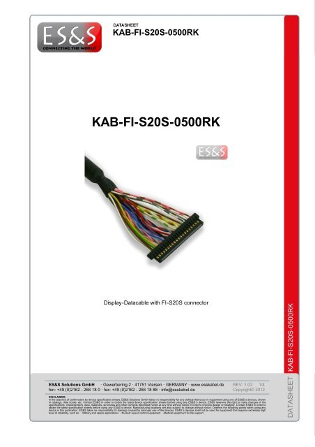 Datasheet: KAB-FI-S20S-0500RK - ES&S Solutions GmbH