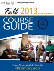 SEPTEMBER 17 â NOVEMBER 7 - Emory Continuing Education