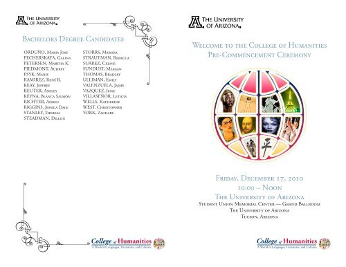 2010 Pre-Commencement Ceremony Program - College of ...