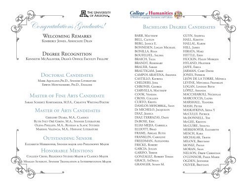 2010 Pre-Commencement Ceremony Program - College of ...