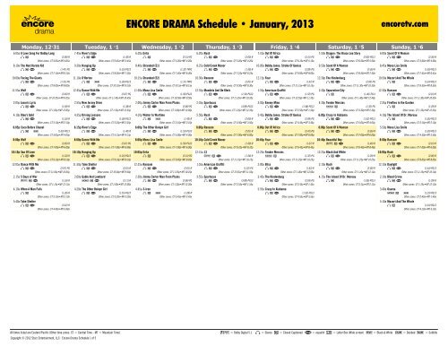 ENCORE DRAMA Schedule - January, 2013 - Starz