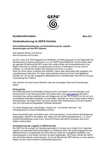 Kundeninformation Umstrukturierung im GEPA-Vertrieb - ELAN