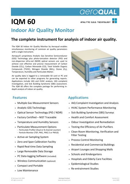 Iqm 60 Indoor Air Quality Monitor The Complete Instrument