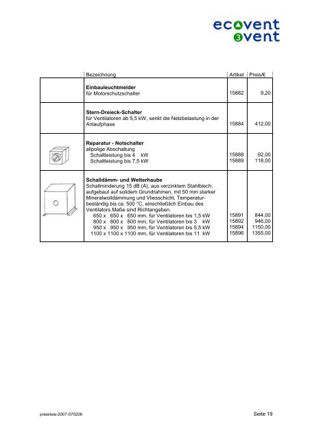 Preisliste - ecovent