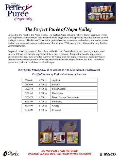 The Perfect PurÃ©e of Napa Valley - Sysco