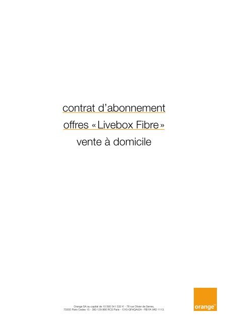 contrat d'abonnement offres Â« Livebox Fibre ... - Orange mobile