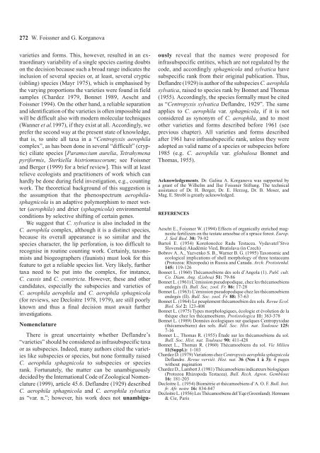 The Centropyxis aerophila Complex (Protozoa: Testacea)