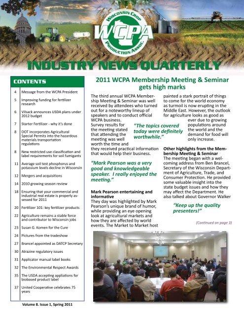 2011 Spring - Wisconsin Agri-Business Association