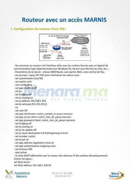Configuration du routeur Cisco 760 - Maroc Telecom