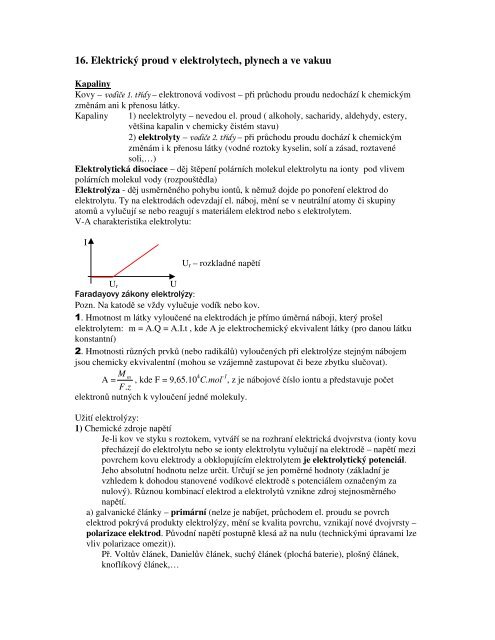 16. ElektrickÃ½ proud v elektrolytech, plynech a ve vakuu