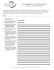 One-Belief-at-a-Time Worksheet - The Work of Byron Katie