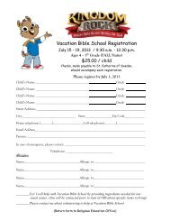 Vacation Bible School Registration - St. Catherine of Sweden Church