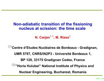 N. Carjan - Institute of Particle and Nuclear Physics