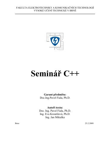 SeminÃ¡Å C++ - UTEE - VysokÃ© uÄenÃ­ technickÃ© v BrnÄ