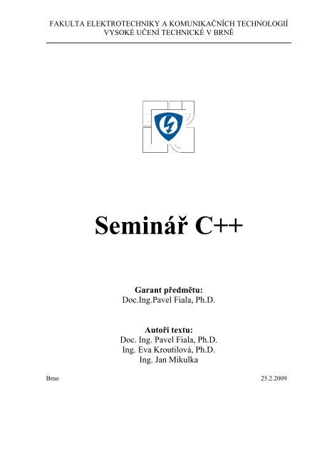 SeminÃ¡Å C++ - UTEE - VysokÃ© uÄenÃ­ technickÃ© v BrnÄ