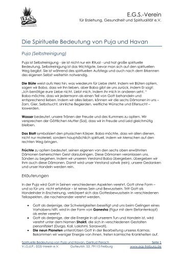 Die spirituelle Bedeutung von Puja und Haven - EGS-Verein