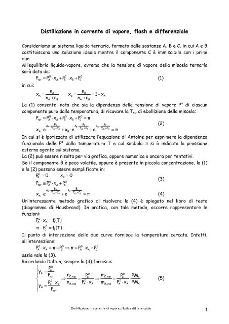 Distillazione in corrente di vapore, flash e differenziale - Itisfocaccia.it