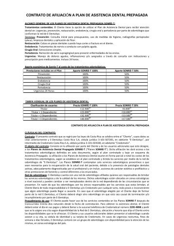 contrato de afiliaciÃ³n a plan de asistencia dental ... - Credomatic