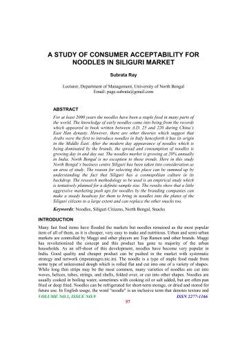 A Study Of Consumer Acceptability For Noodles In Siliguri - Abhinav ...