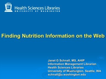 Finding Nutrition Information on the Web - University of Washington