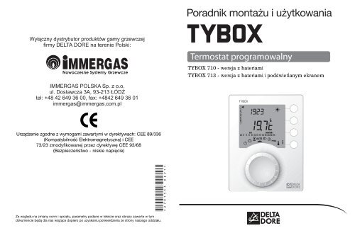 Programowalny termostat pokojowy TYBOX 710 / 713 - Immergas