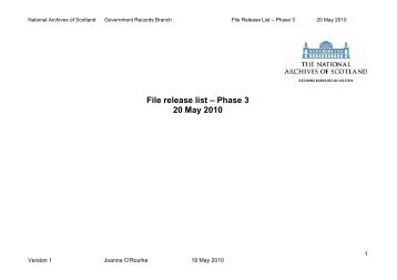 File release list â Phase 3 20 May 2010 - National Archives of ...