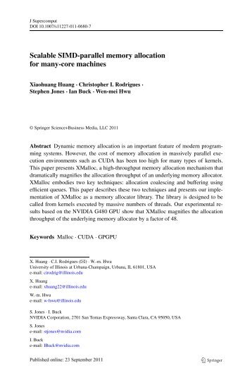 Scalable SIMD-parallel memory allocation for many-core machines