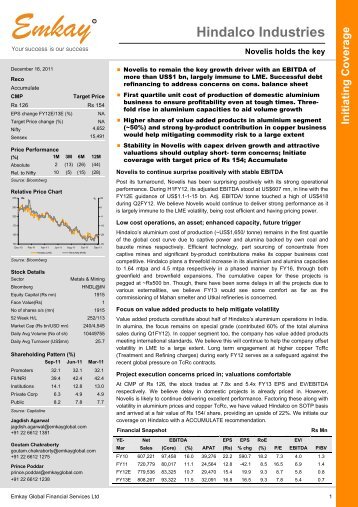 Hindalco Industries Initiating Coverage - Emkay Global Financial ...