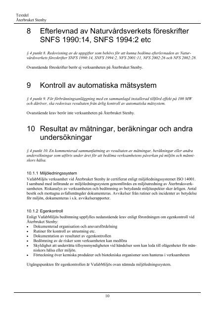 Miljörapport 2012 Textdel Återbruket Stenby - VafabMiljö