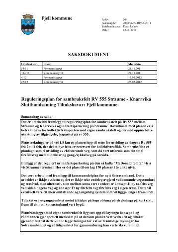 Saksdokument Vedtak - Fjell kommune