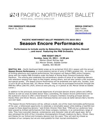Season Encore Performance - Pacific Northwest Ballet