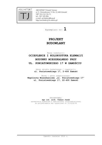 Projekt budowlany - zał 1 - Zakład Gospodarki Lokalowej w Zamościu