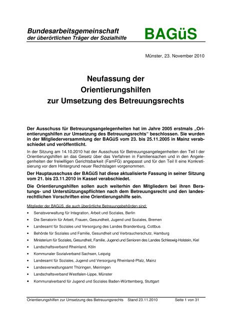 Neufassung der Orientierungshilfen zur Umsetzung des ...