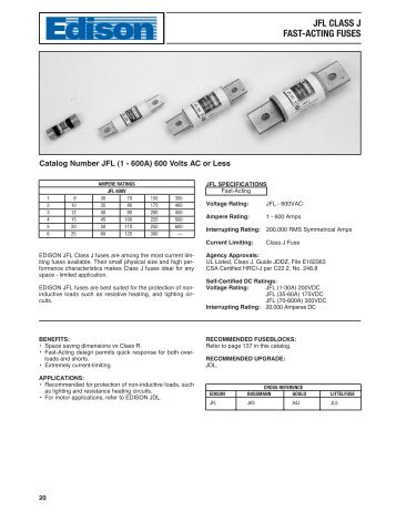 JFL CLASS J FAST-ACTING FUSES - Cooper Bussmann