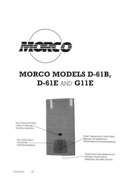 MORCO MODELS D-61B, D-61E AND G11E - Marcle Leisure