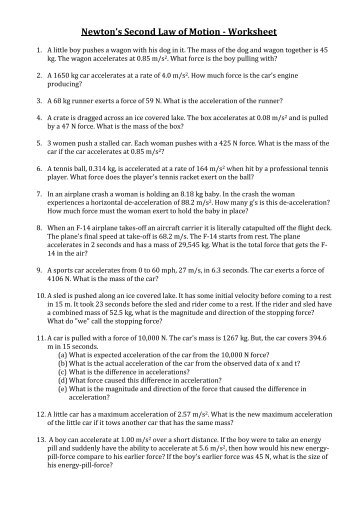 Worksheet â Newton's Laws - Physics