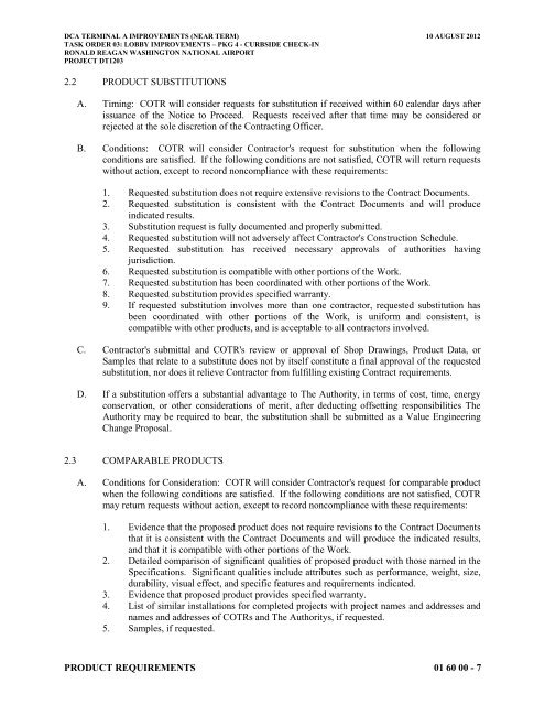 Attachment 1: Specifications - Metropolitan Washington Airports ...