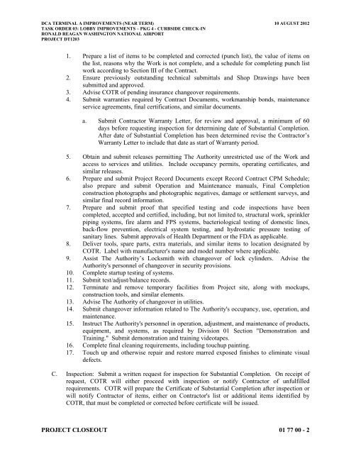 Attachment 1: Specifications - Metropolitan Washington Airports ...